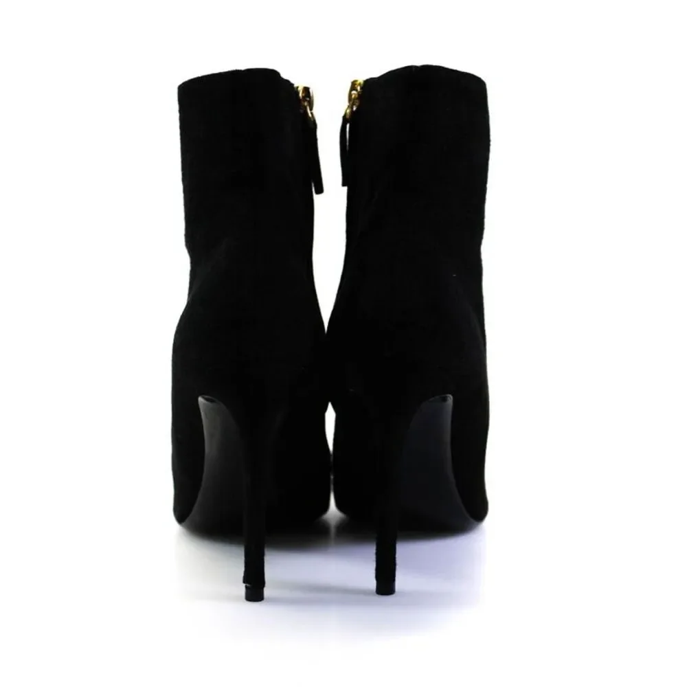 Ralph Lauren Collection Womens Point Toe Stiletto Ankle Boots Black Suede Size 8 - Picture 4 of 6
